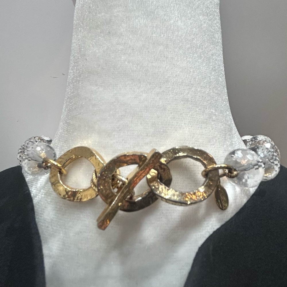 Carlisle NY “Sphere” Cut Crystal and Gold Necklace & Matching Earring Set RARE - Picture 8 of 13